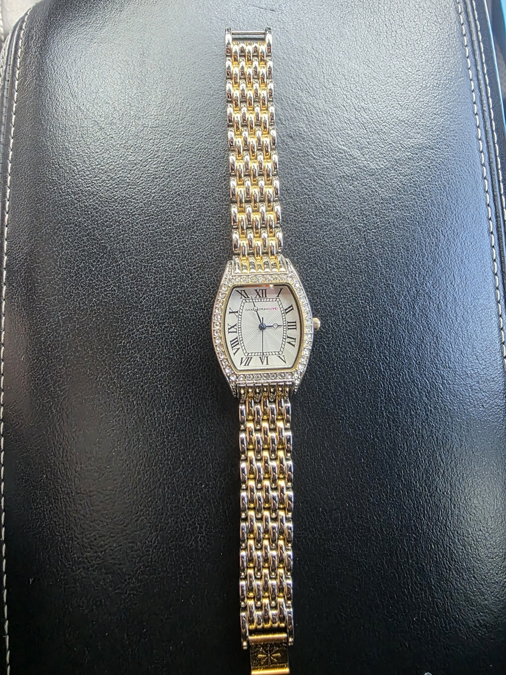 Two-Tone Gold & Silver Bracelet Watch with Crystal Bezel